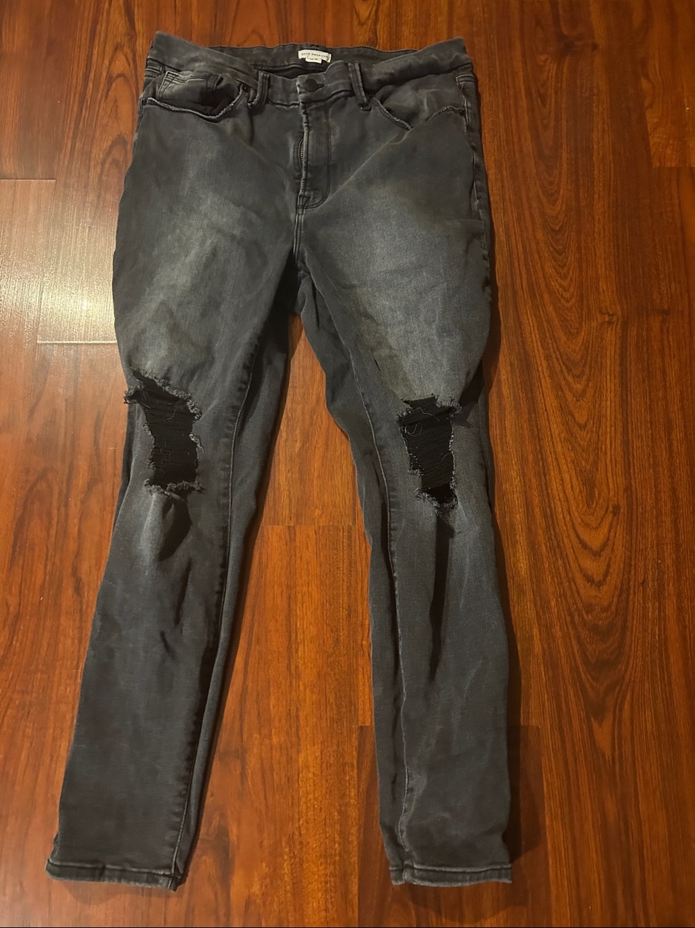 Good American Good Legs Flare Never Fade Black Jeans GLAF478BT sz 14-18